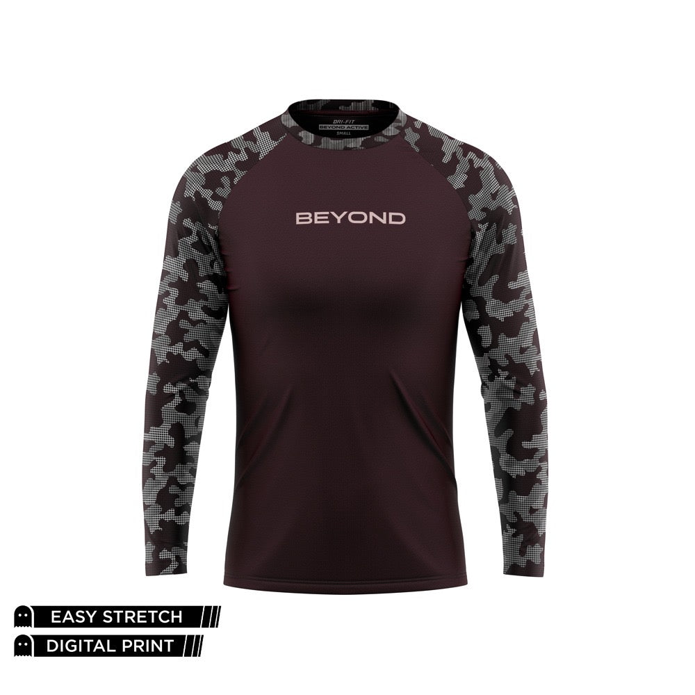 BEYOND - F/S MAROON CAMO DRY FIT RAGLAN