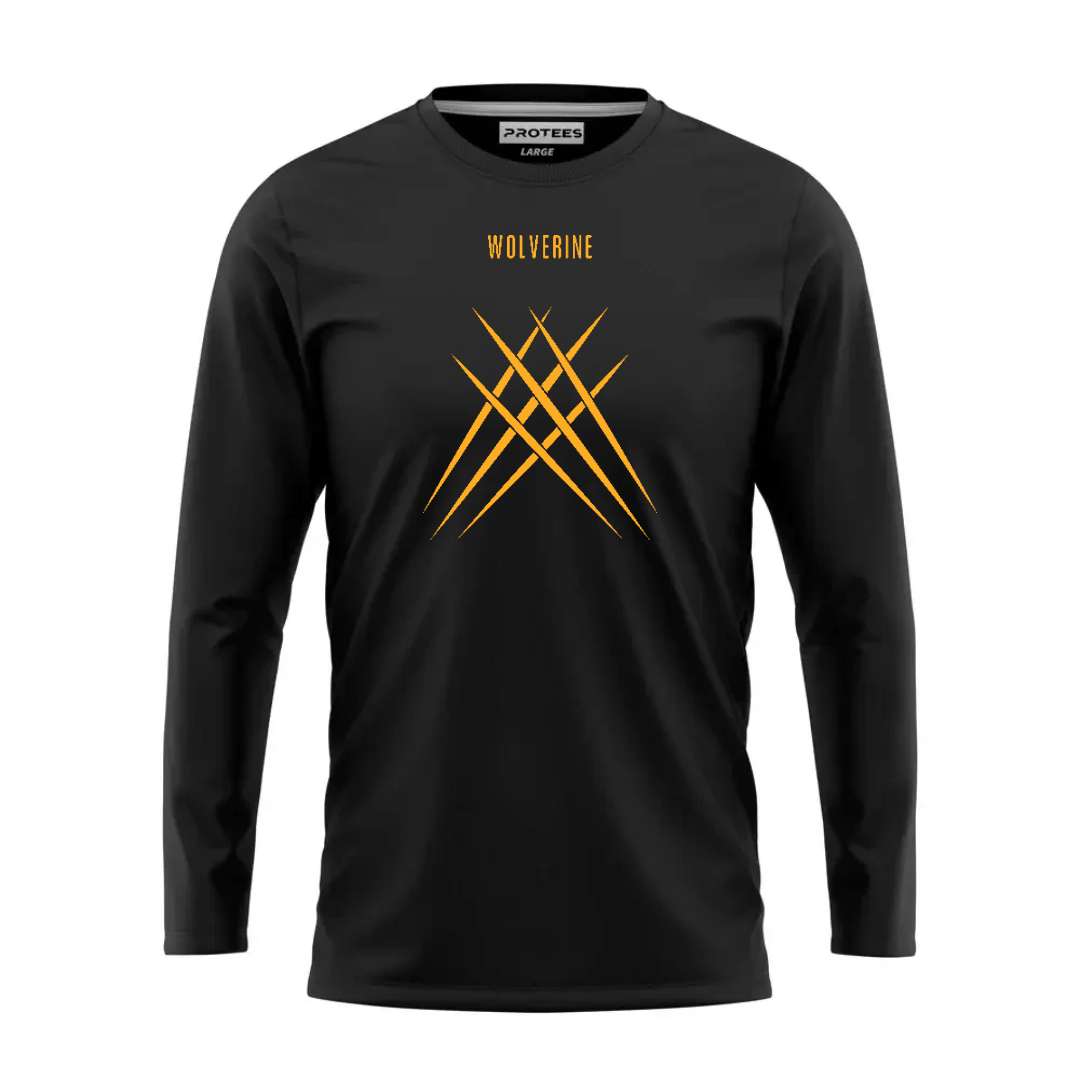 DTF - BLACK YELLOW WOLVERINE LOGO FULL SLEEVES
