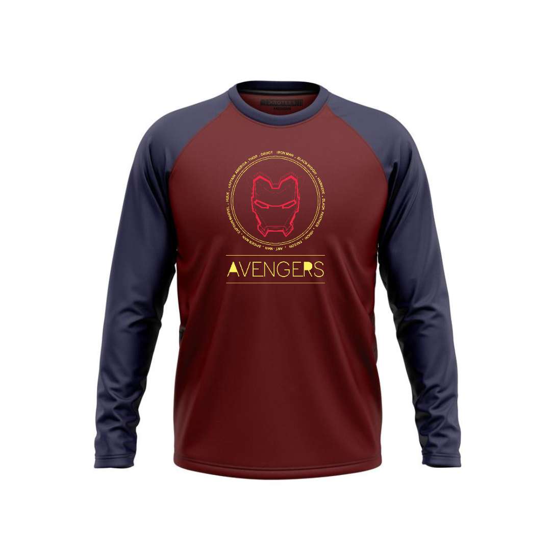 DTF - NAVY MAROON RAGLAN IRONMAN ALL HEROES CIRCLE F/S