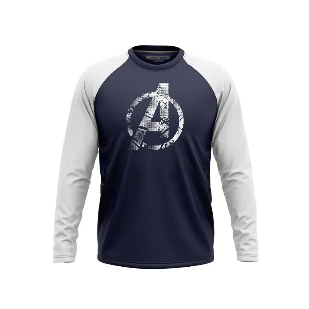DTF - NAVY WHITE RAGLAN HALF TONE AVENGERS F/S