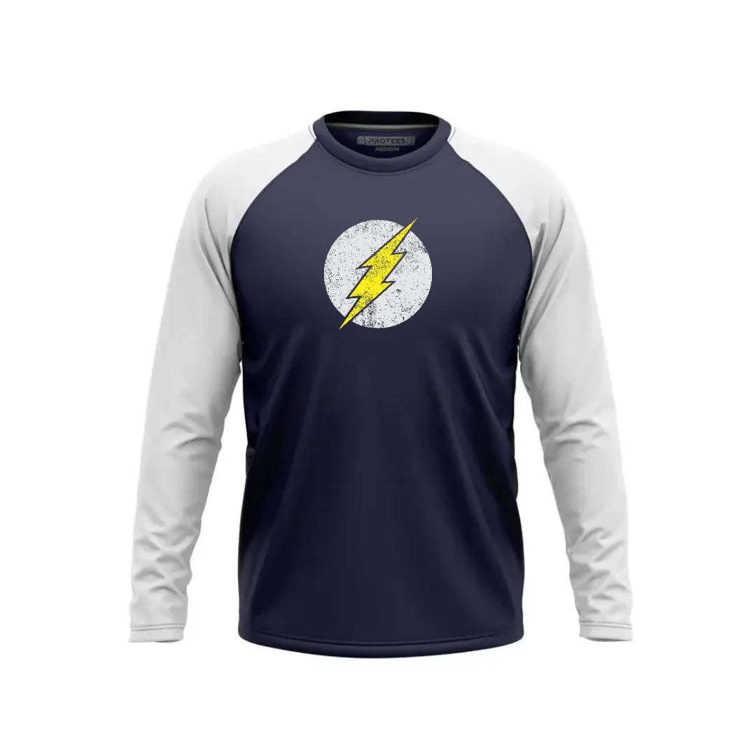 DTF - WHITE NAVY RAGLAN FLASH LOGO F/S