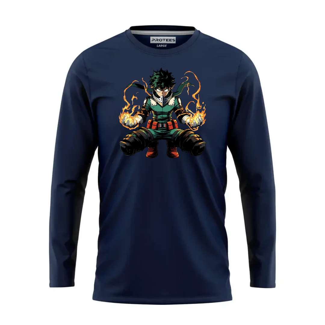 DTF - NAVY DEKU WITH FIRE FULL SLEEVES