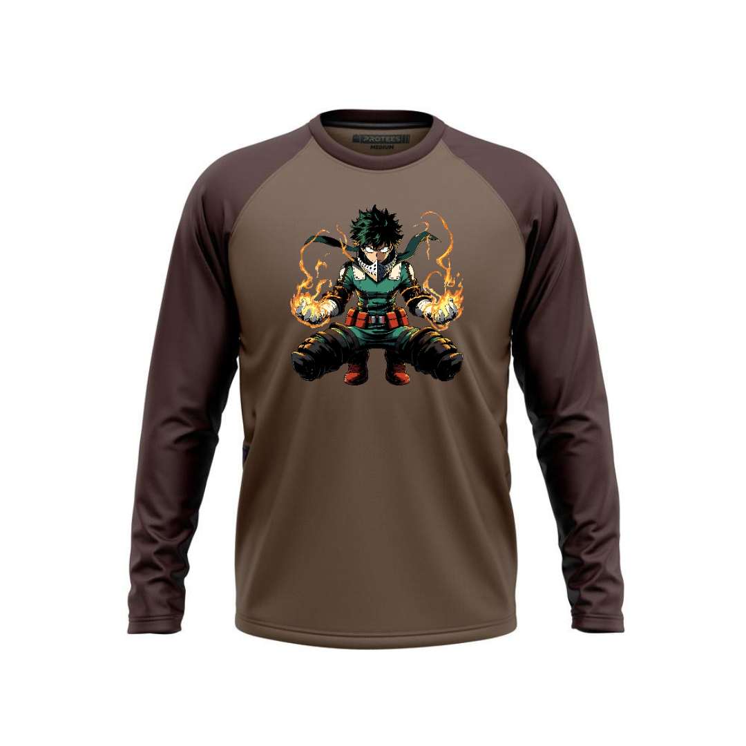 DTF - TWO TONE BROWN RAGLAN DEKU WITH FIRE F/S