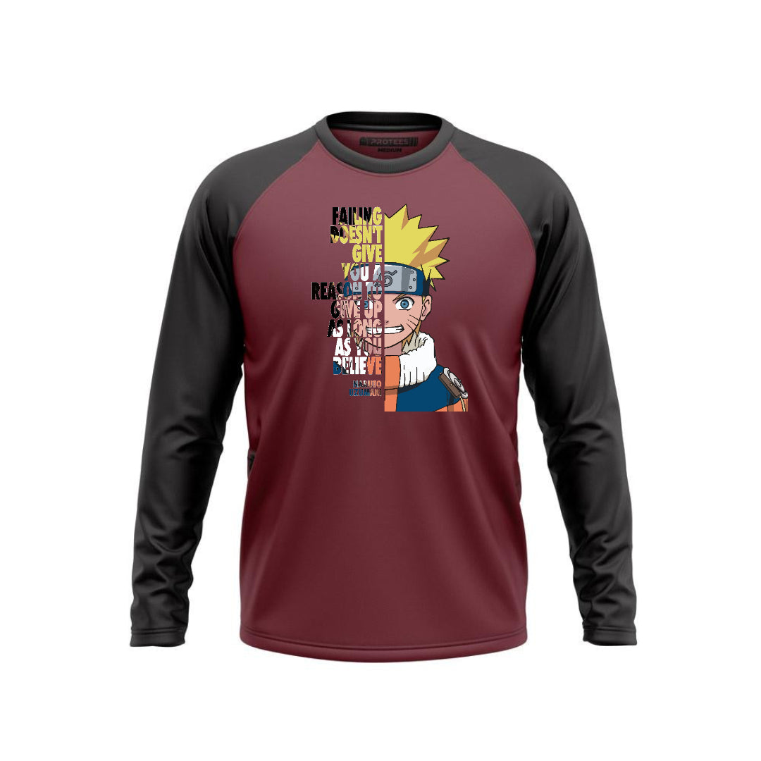 DTF - NARUTO BELIEVE BLACK MAROON RAGLAN F/S