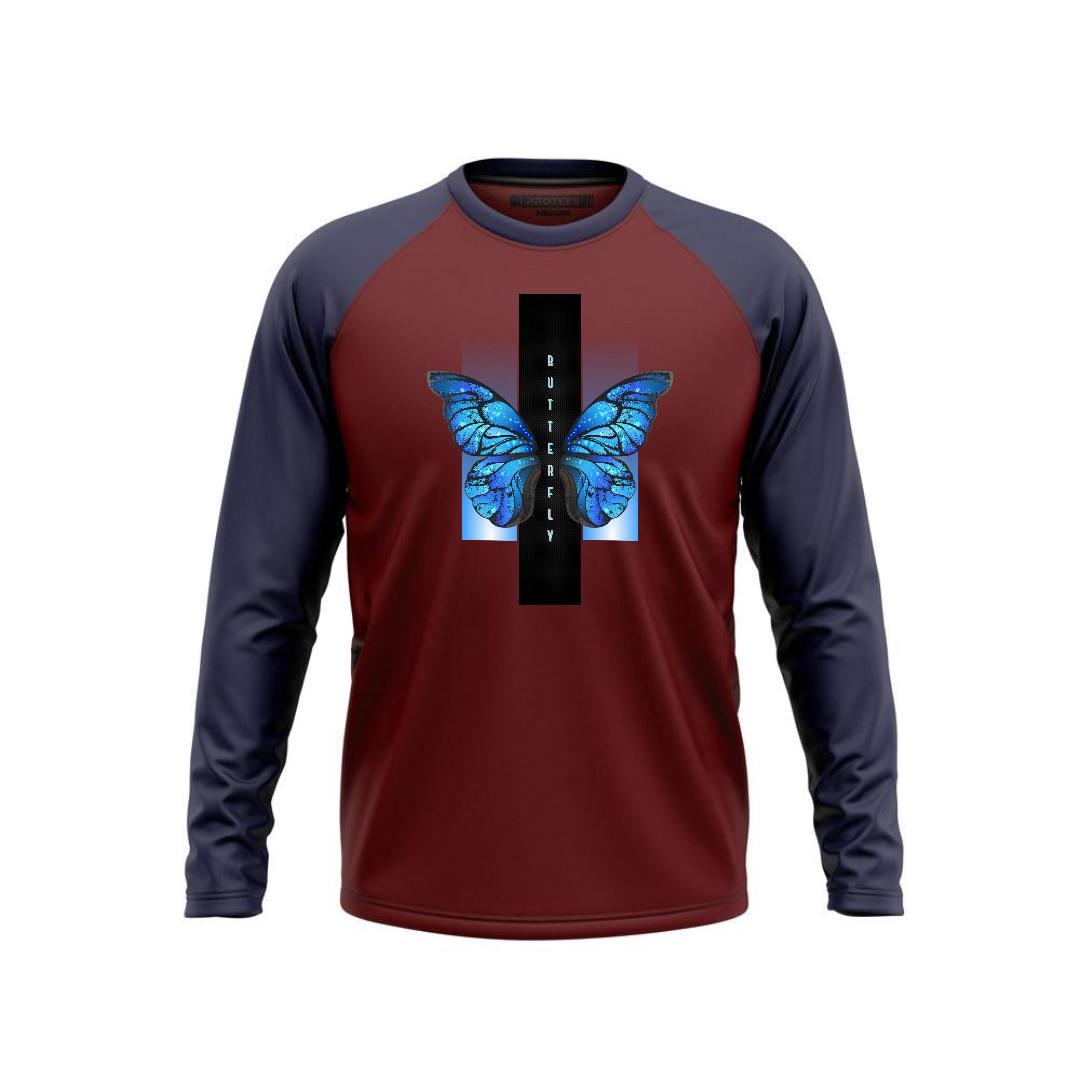 DTF - NAVY MAROON RAGLAN BUTTERFLY F/S