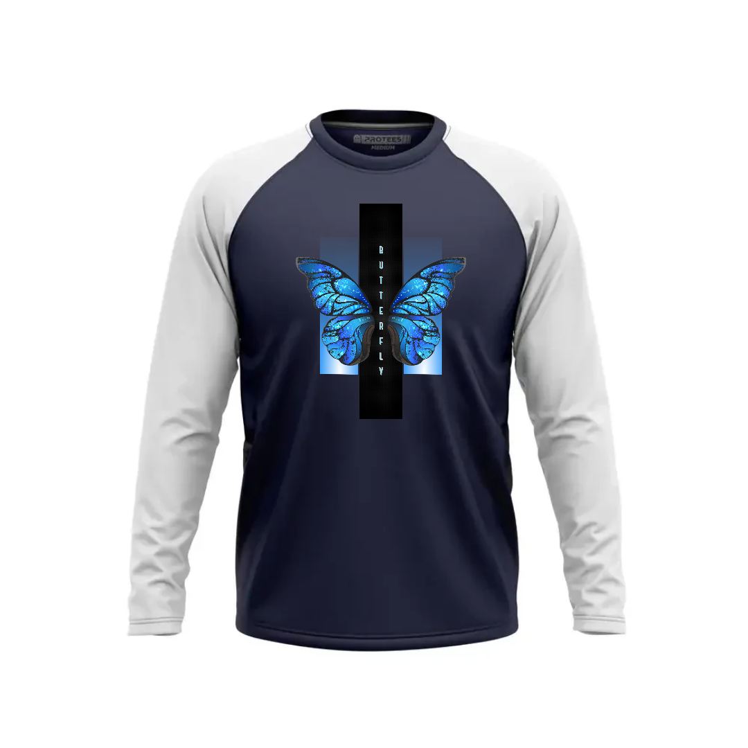 DTF - NAVY WHITE RAGLAN BUTTERFLY F/S