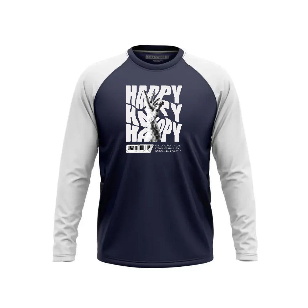 DTF - NAVY WHITE RAGLAN HAPPY F/S