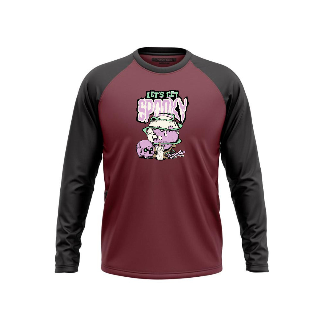 DTF - MAROON BLACK RAGLAN LETS GET SPOOKY F/S