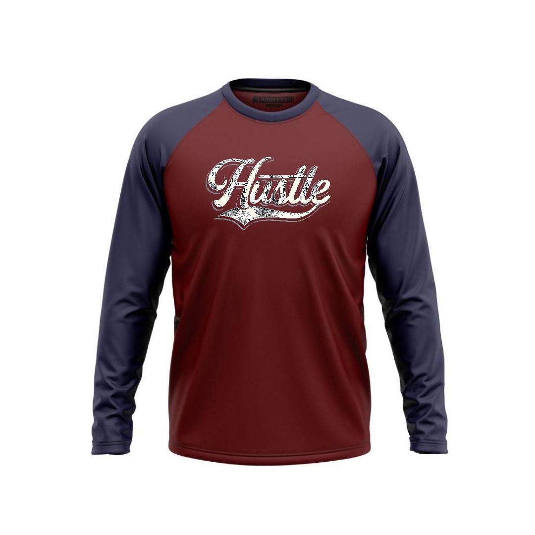 DTF - NAVY MAROON RAGLAN HUSTLE F/S