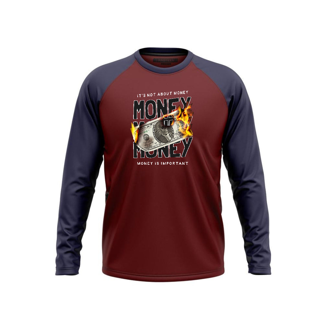 DTF - NAVY MAROON RAGLAN MONEY IS IMPORTANT F/S