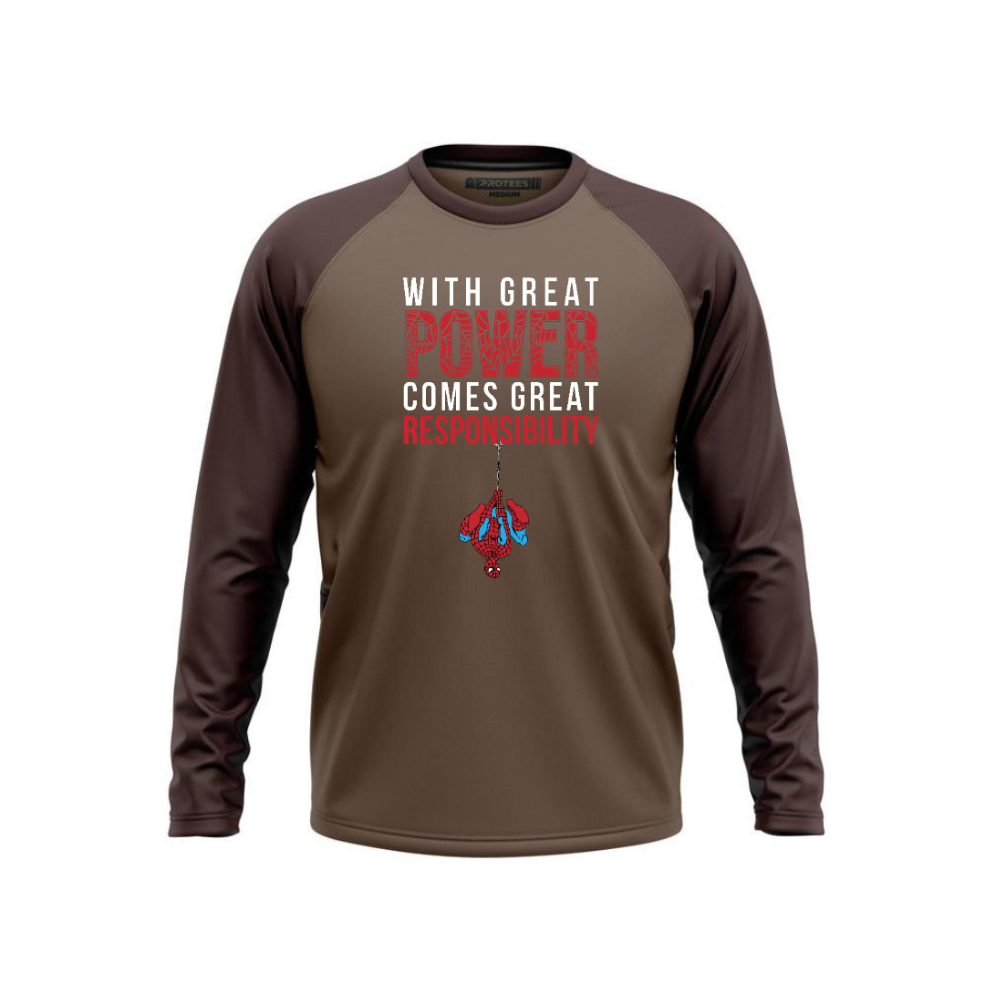 DTF - TWO TONE BROWN RAGLAN GREAT POWER SPIDERMAN F/S