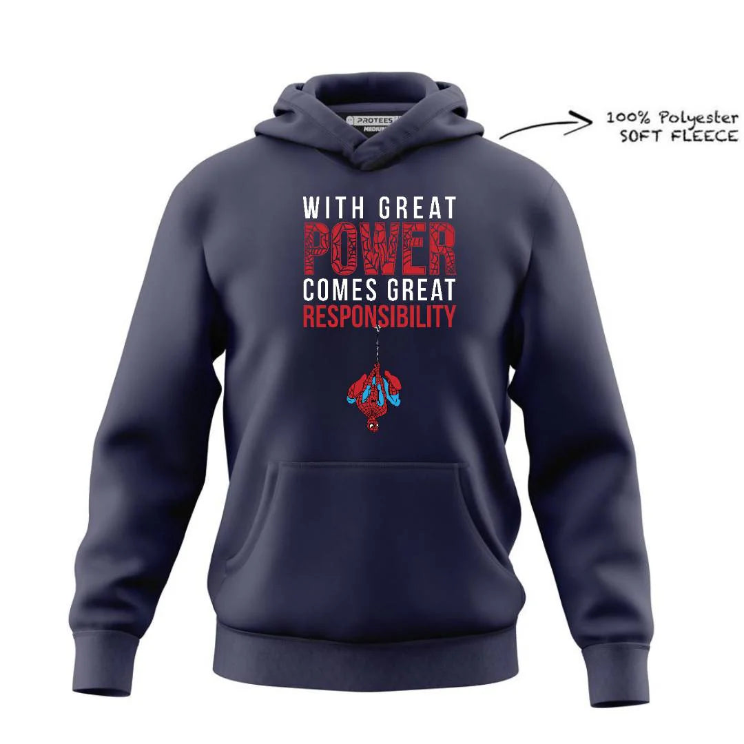 LEFTOVER DTF - SPIDERMAN WITH GREAT POWER HOODIE DTF054