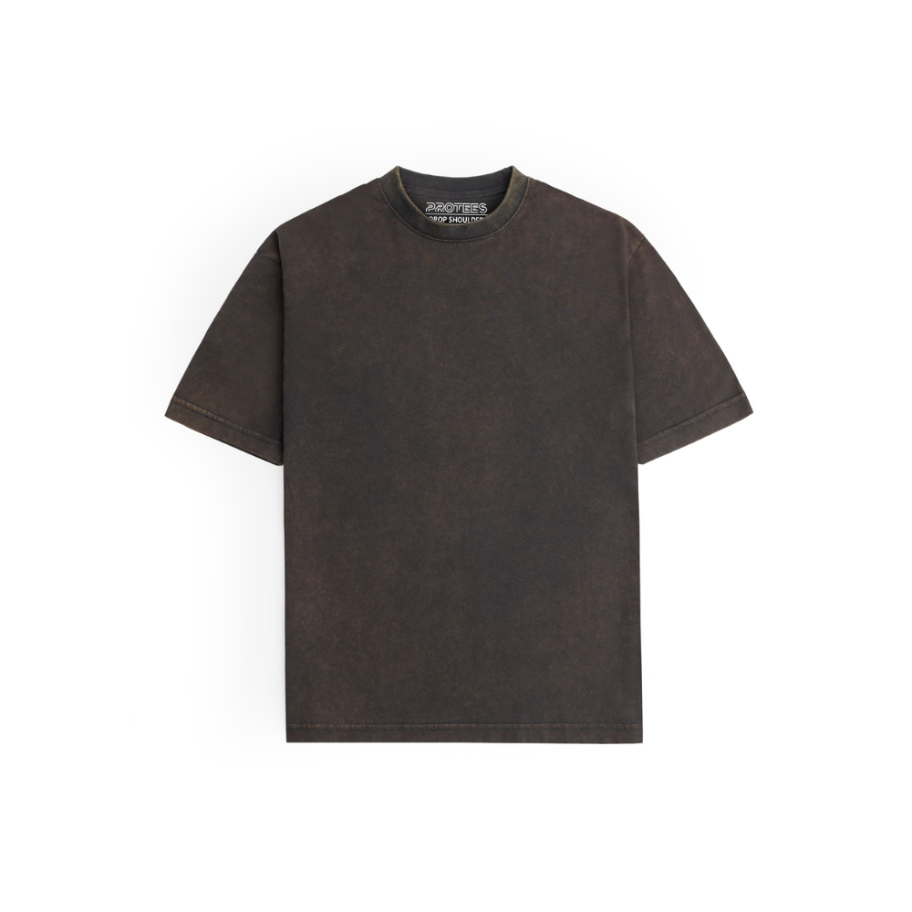 DROP SHOULDER BLACK VINTAGE WASH TEE