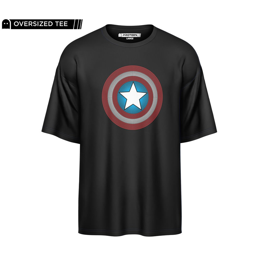 DROP SHOULDER - BLACK CAPTAIN AMERICA TEE