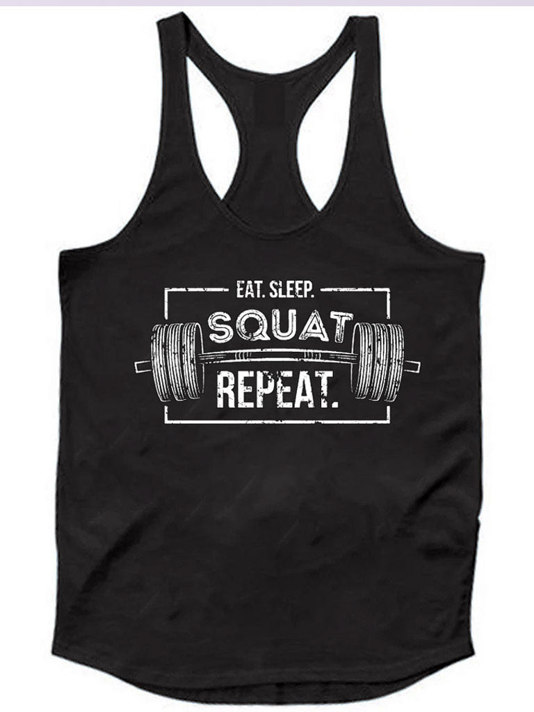 BLACK EAT SLEEP SQUAT TANKTOP