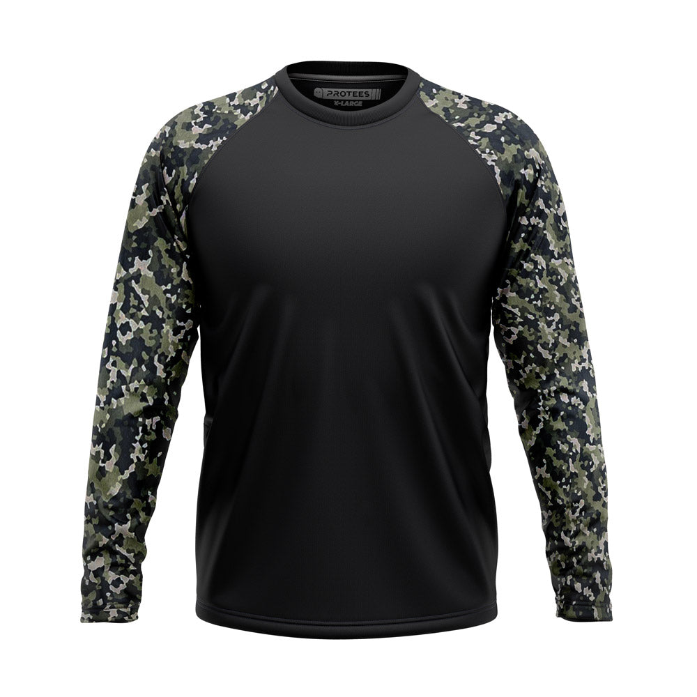 BASIC - BLANK CAMO BLACK RAGLAN