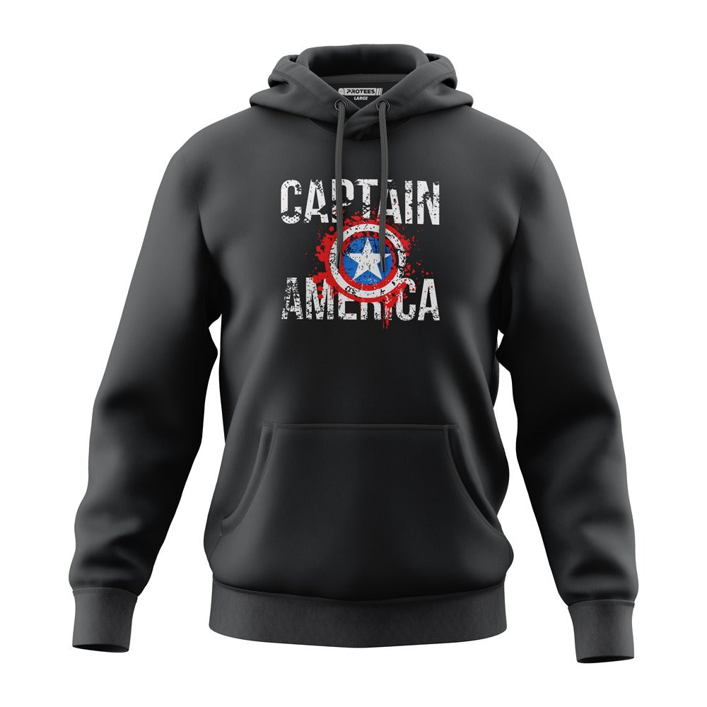 BLACK CAPTAIN AMERICA - ULTRA SOFT FLEECE HOODIE