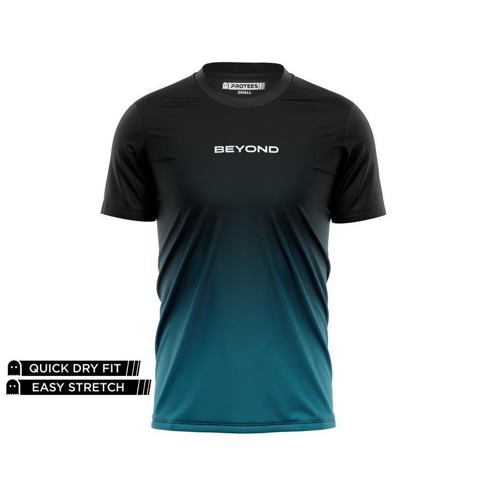 BEYOND - TEAL BLACK GRADIENT DRY-FIT TEE