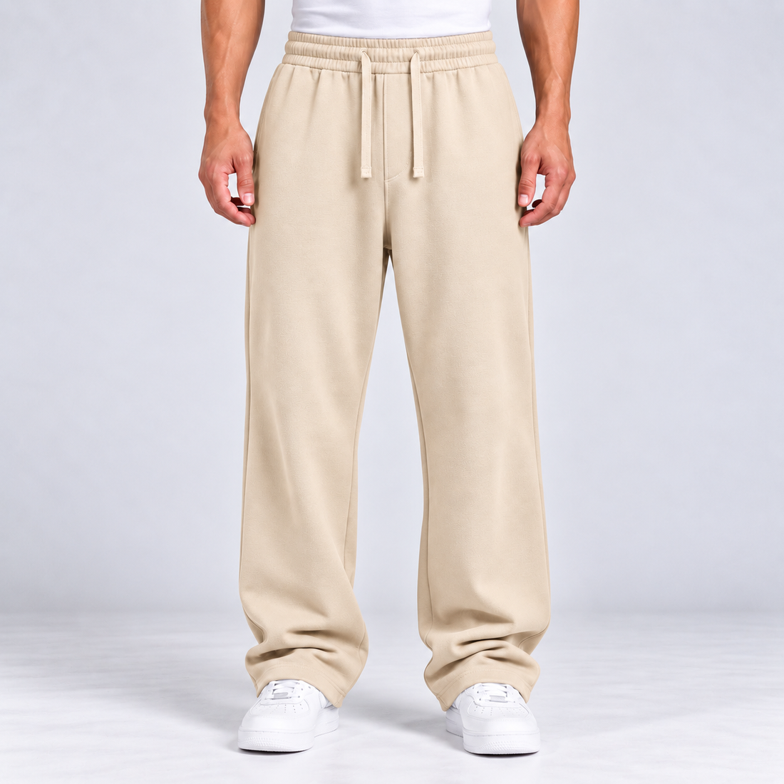 COOL BEIGE RELAXED FIT TERRY BOTTOM