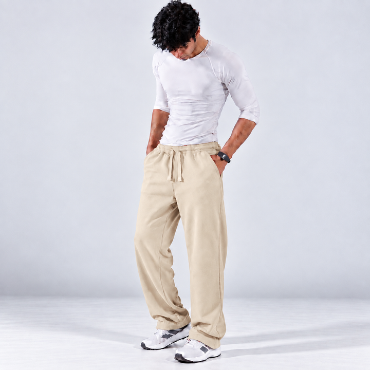 COOL BEIGE RELAXED FIT TERRY BOTTOM