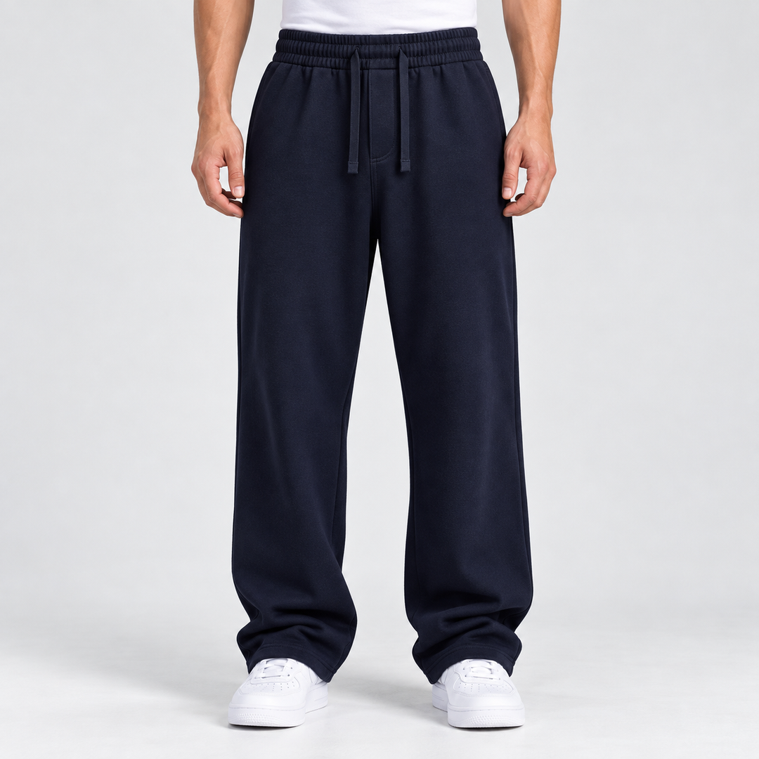 NAVY BLUE RELAXED FIT TERRY BOTTOM