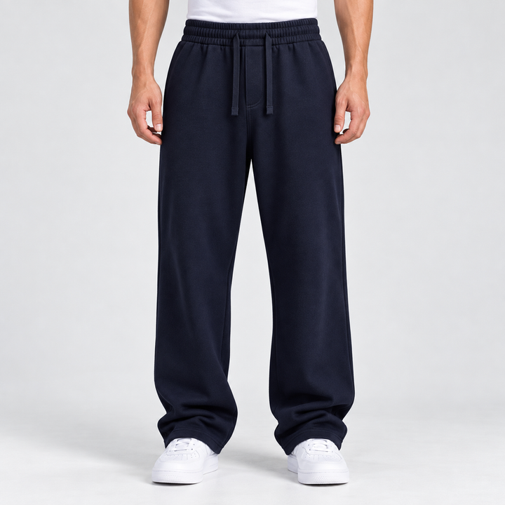 NAVY BLUE RELAXED FIT TERRY BOTTOM