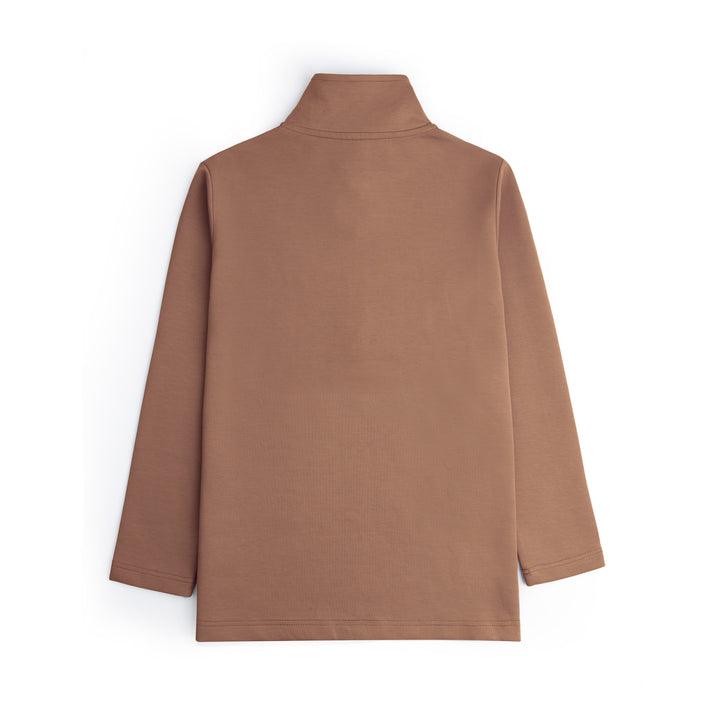 COPPER TAN HALF ZIPPER MOCK NECK