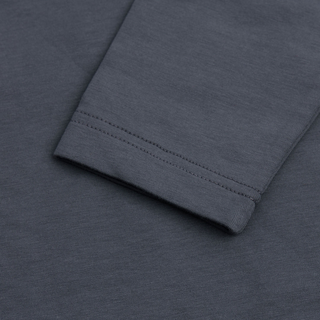 SMOKE GREY HALF ZIPPER MOCK NECK