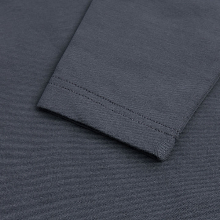 SMOKE GREY HALF ZIPPER MOCK NECK