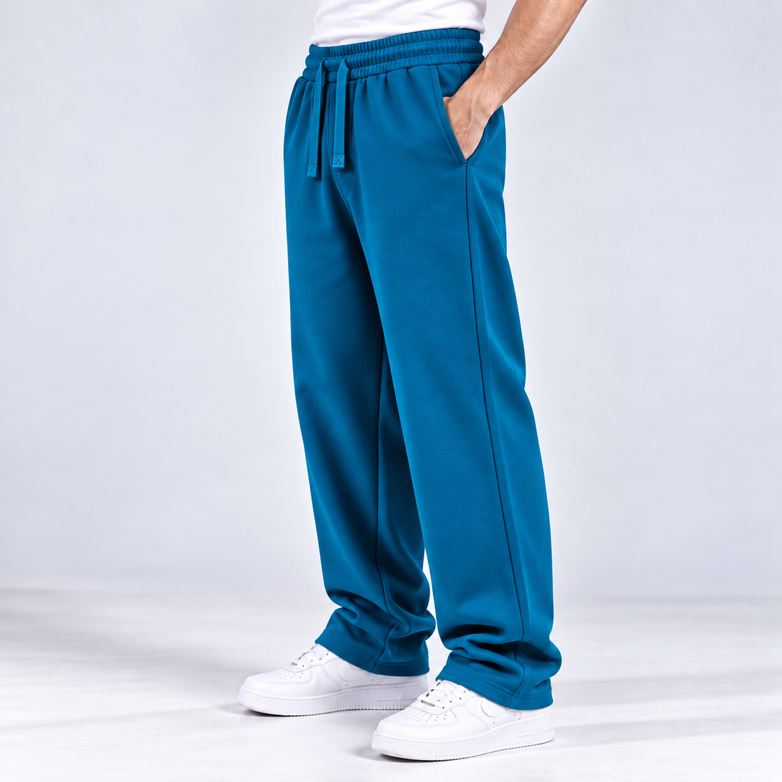CRYSTAL TEAL RELAXED FIT TERRY BOTTOM