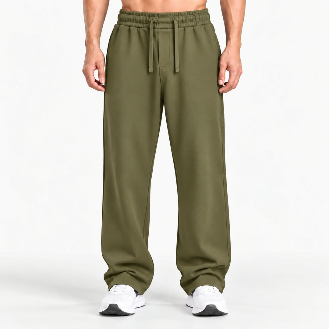 OLIVE RELAXED FIT TERRY BOTTOM