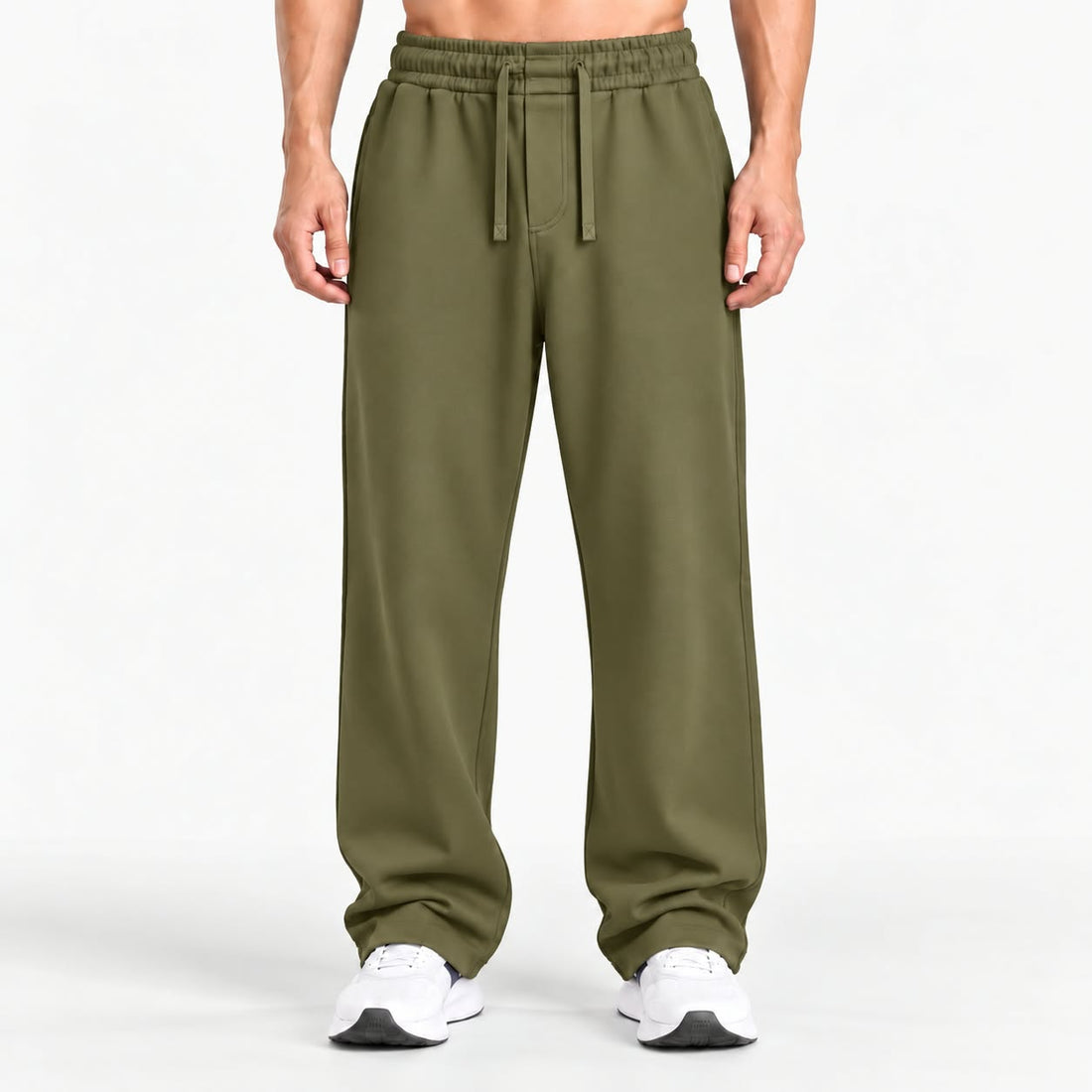 OLIVE RELAXED FIT TERRY BOTTOM