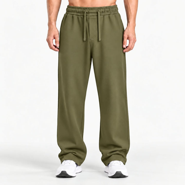 OLIVE RELAXED FIT TERRY BOTTOM