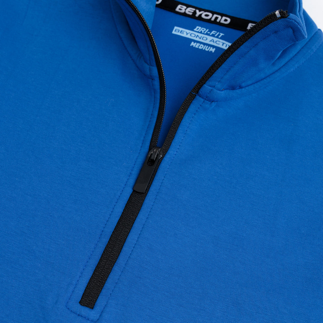 ROYAL BLUE HALF ZIPPER MOCK NECK