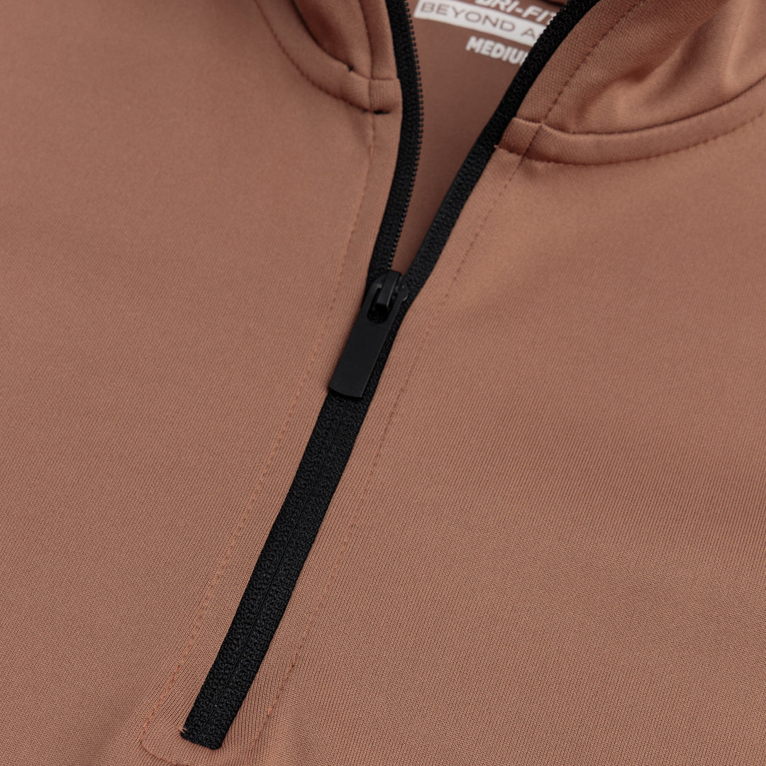 COPPER TAN HALF ZIPPER MOCK NECK