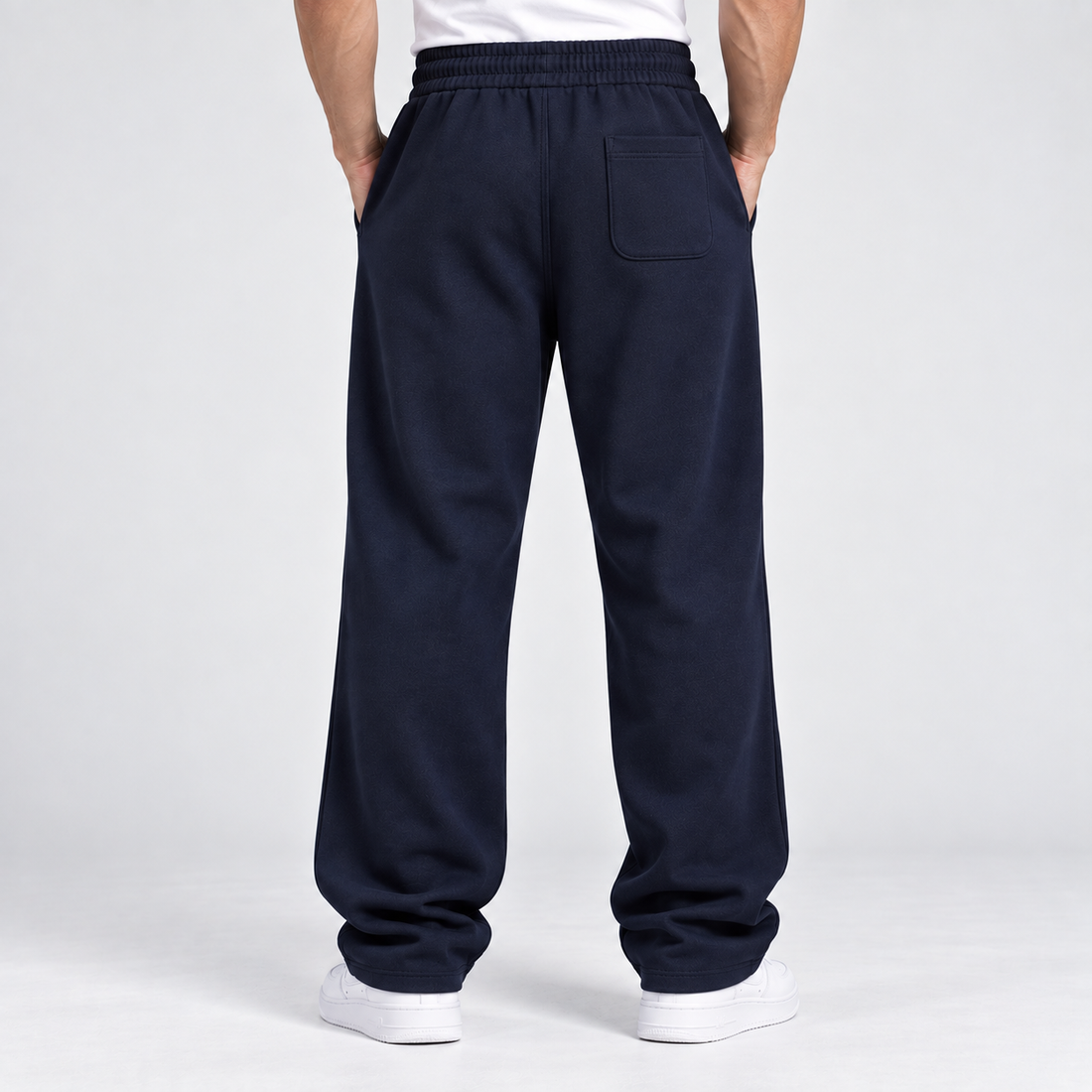 NAVY BLUE RELAXED FIT TERRY BOTTOM
