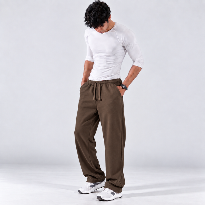 STONE BROWN RELAXED FIT TERRY BOTTOM