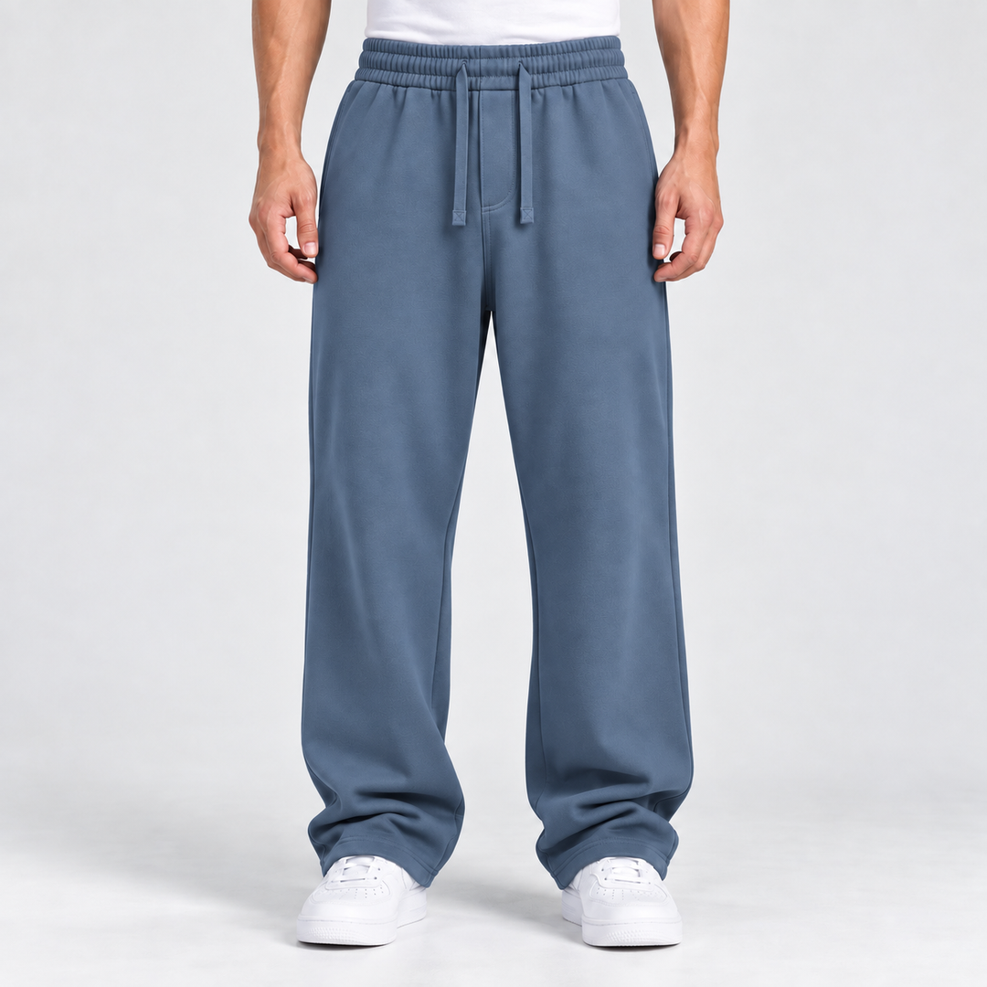 DENIM BLUE RELAXED FIT TERRY BOTTOM