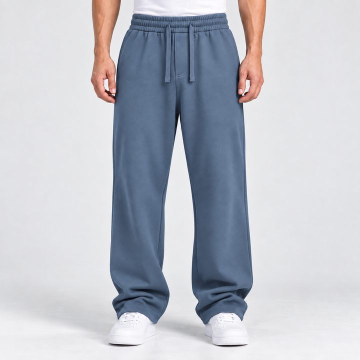 DENIM BLUE RELAXED FIT TERRY BOTTOM
