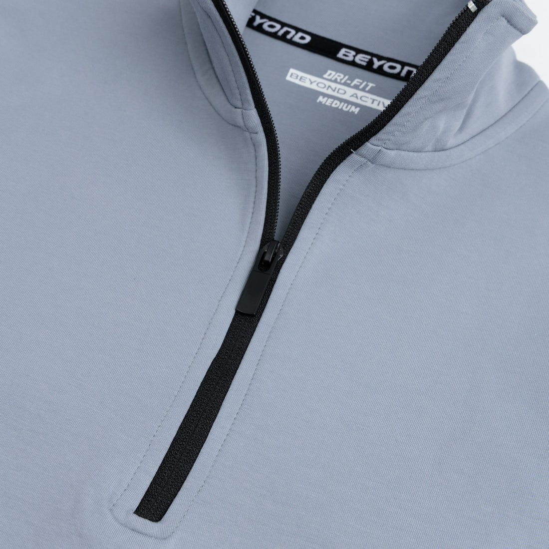 STEEL GREY HALF ZIPPER MOCK NECK