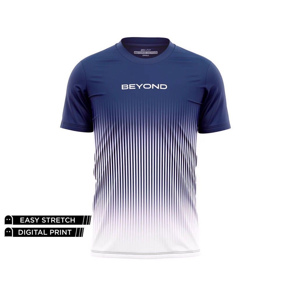 BEYOND - WHITE BLUE LINING GRADIENT DRY-FIT TEE