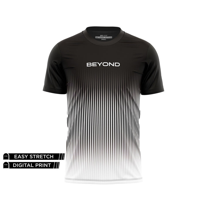 BEYOND - WHITE BLACK LINING GRADIENT DRY-FIT TEE