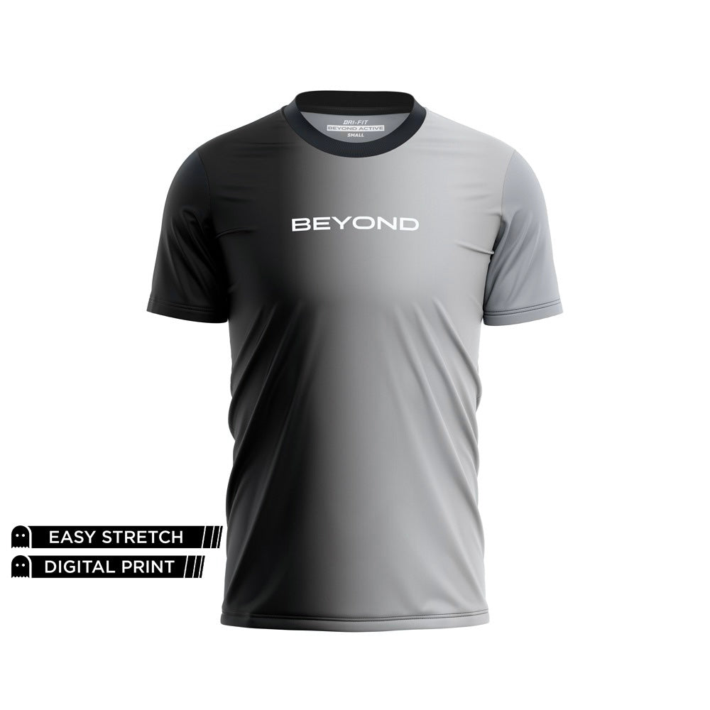BEYOND SPLIT BLACK GREY GRADIENT DRY-FIT TEE