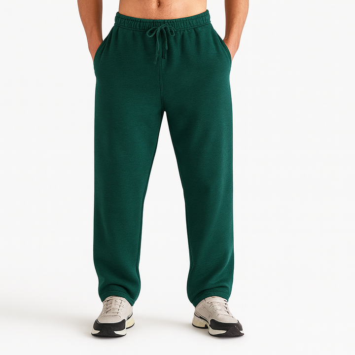 DARK GREEN RELAXED FIT TERRY BOTTOM