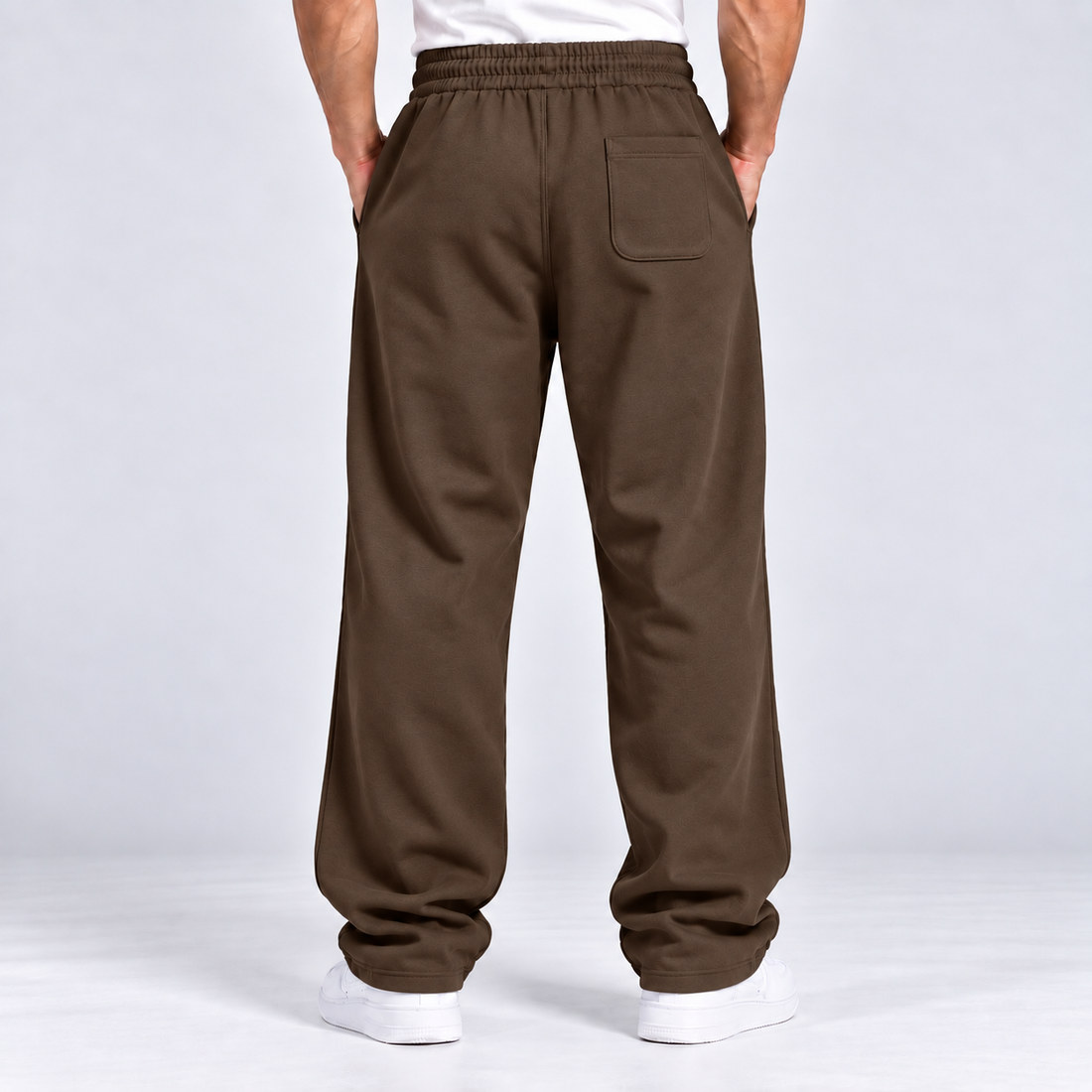 STONE BROWN RELAXED FIT TERRY BOTTOM