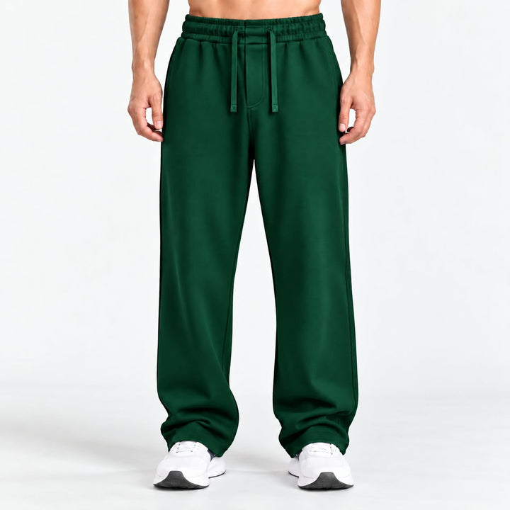 DARK GREEN RELAXED FIT TERRY BOTTOM