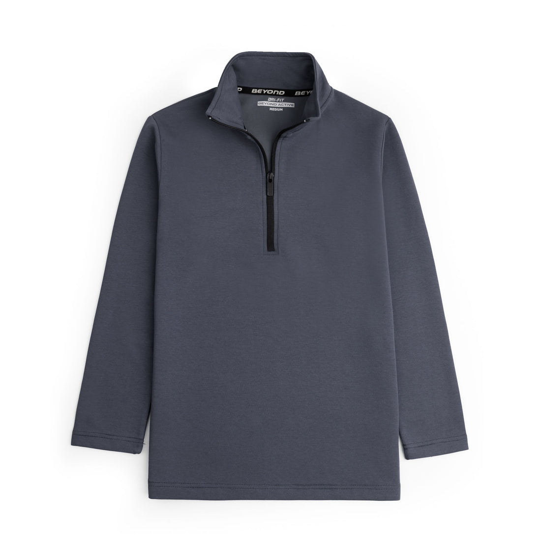 SMOKE GREY HALF ZIPPER MOCK NECK