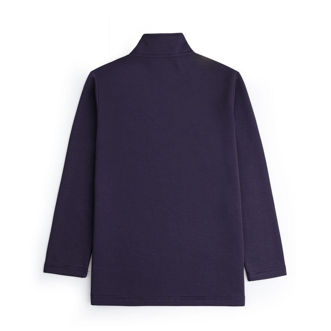 DEEP PURPLE HALF ZIPPER MOCK NECK