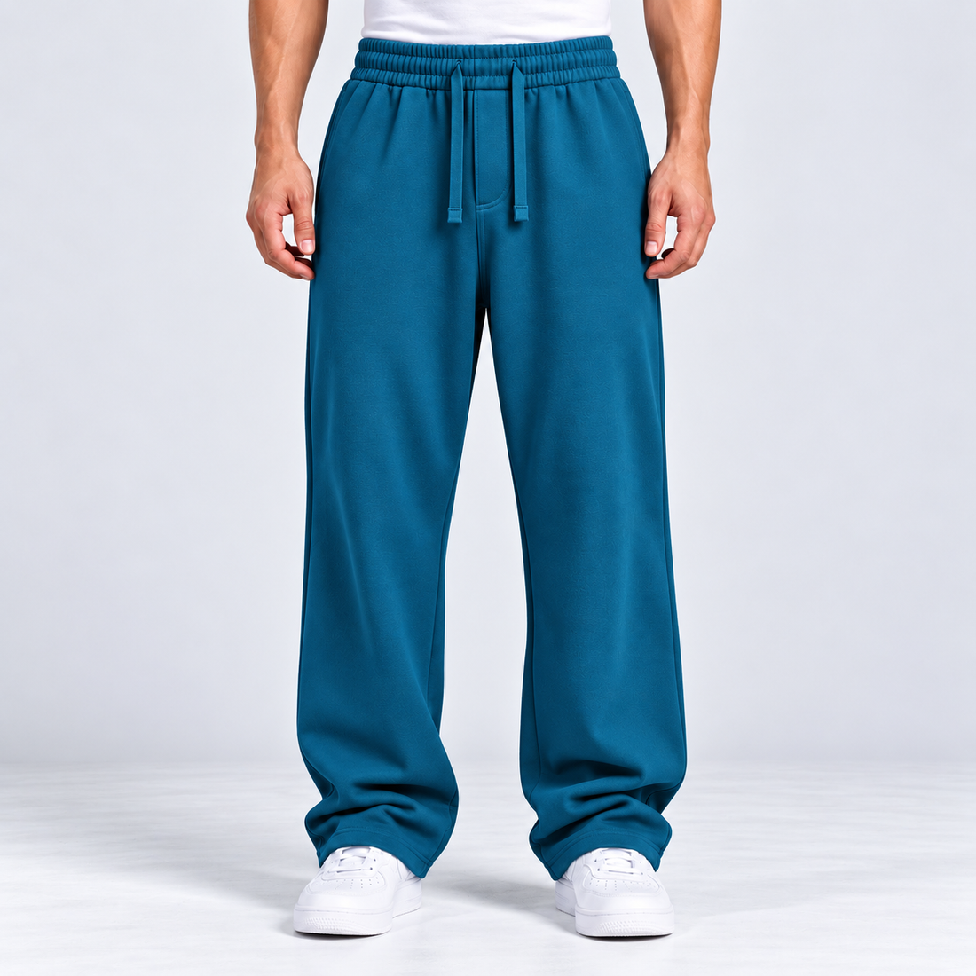 CRYSTAL TEAL RELAXED FIT TERRY BOTTOM