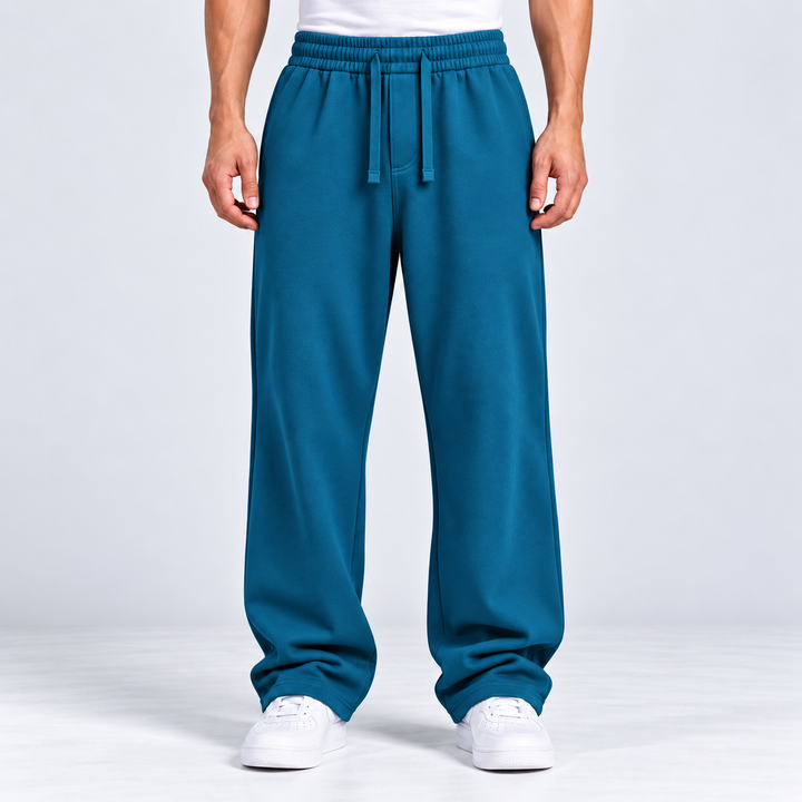 CRYSTAL TEAL RELAXED FIT TERRY BOTTOM